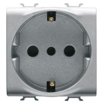 Priza Gewiss Chorus standard italian-german 2P+E 2 module 16A P30 titan GW14205