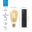 Kit 2 becuri LED WiZ smart WIFI E27 ST64 Filament Amber Tunable White WiZmote