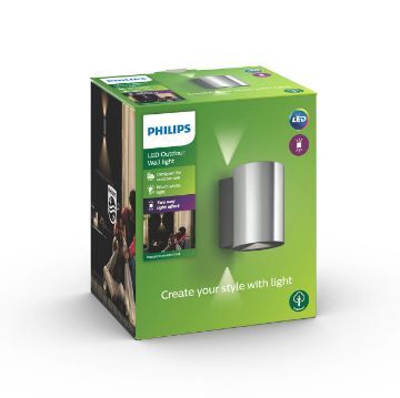 Aplica LED exterior Philips Buxus Silver 2x4.5W PC01426