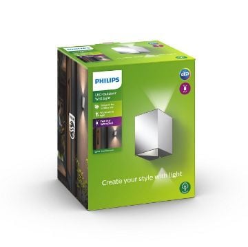 Aplica LED exterior Philips Cistus Chrome 2x4.5W PC01402