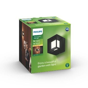 Aplica LED exterior Philips Parterre Black 1x8W PC01394