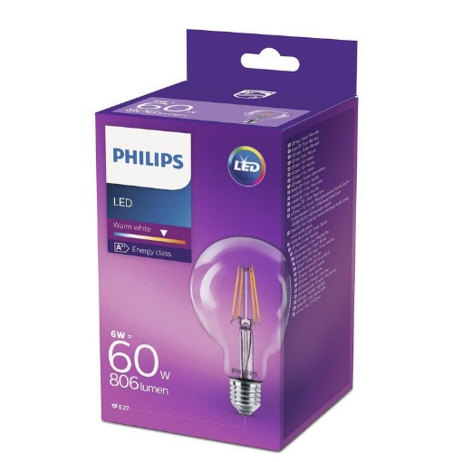 xx Bec LED Philips 6W E27 806LM G93 lumina calda