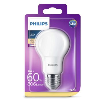 Imagine Bec LED Philips 8W E27 A60 lumina calda PS03167