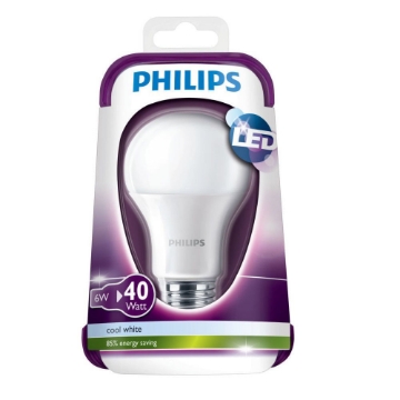 Imagine Bec LED Philips forma clasica, 6W, E27, 4000k, lumina neutra, 230V, A60, FR ND 4, 929001179701