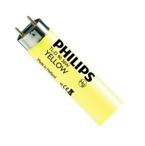 Imagine Tub fluorescent Philips TL-D Yellow tubular 18W T8 G13 lumina galbena 1580LM