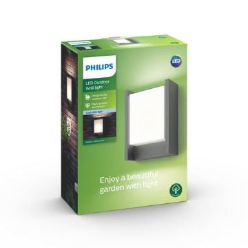 Aplica LED exterior Philips Arbour Anthracite 6W 600LM lumina neutra PC02309