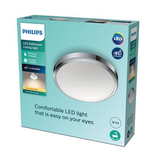 Plafoniera LED baie Philips Doris Chrome 17W 1500LM lumina calda PC02340
