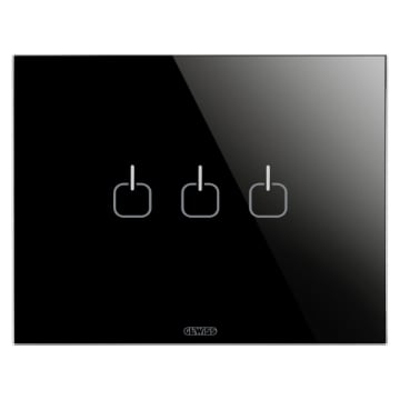 Rama decorativa Gewiss Chorus Monochrome Ice Touch 3 simboluri negru GW16953CN