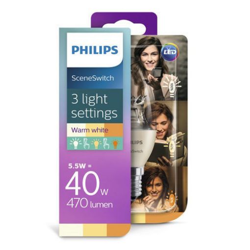 Imagine Bec LED Philips Scene Switch E14 B38 lumina calda PS03277