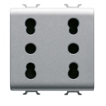 Priza Gewiss Chorus Monochrome 2 module 2P+E 16A Dual Standard Italian Titan GW14208