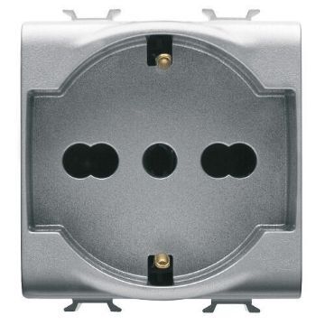 Priza Gewiss Chorus Monochrome 2 module 2P+T 16A Dual standard Italian-German Titan GW14204