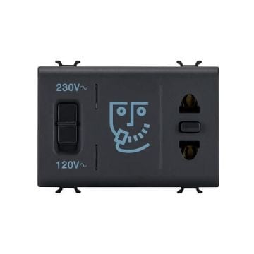 Priza aparat ras Gewiss Chorus Monochrome 3 module Negru GW12331