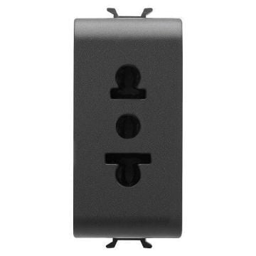 Priza Gewiss Chorus Monochrome Standard Europa-USA 1 modul 2P+E-15A Negru GW12288