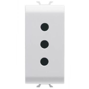 Priza Gewiss Chorus Monochrome 1 modul 2P+T 10A P11 Standard Italian Alb Satinat GW15201