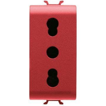 Priza Gewiss Chorus Monochrome 1 modul 2P+T 16A Dual Standard Italian Rosu GW10213