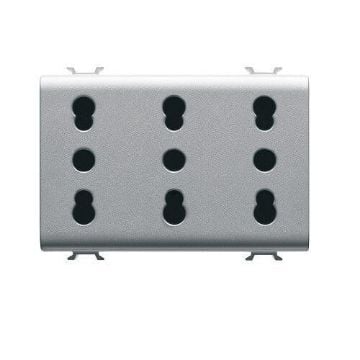 Priza Gewiss Chorus Monochrome 3 module 2P+E 16A Dual Standard Italian Titan GW14209