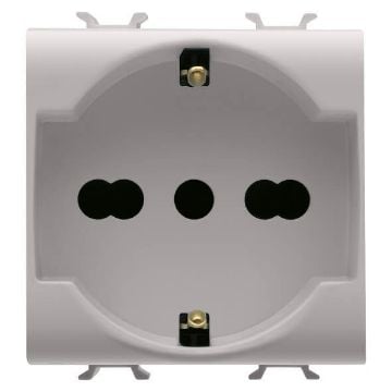 Priza Gewiss Chorus Monochrome 2 module 2P+T 16A Dual standard Italian-German Bej GW13204