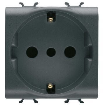 Priza Gewiss Chorus Monochrome 2 module 2P+T 16A Italian-German Negru GW12205