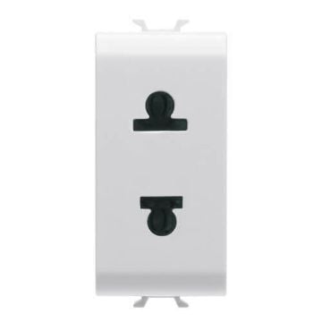 Priza Gewiss Chorus Monochrome Standard Europa-America 1 modul 2P-15A Alb Satinat GW15287