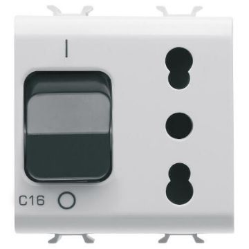Priza Gewiss Chorus Monochrome 2 module 2P+E 16A P17 11 MCB 1P+N Alb GW10311