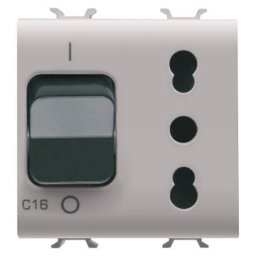 Priza Gewiss Chorus Monochrome 2 module 2P+E 16A P17 11 MCB 1P+N Bej GW13311