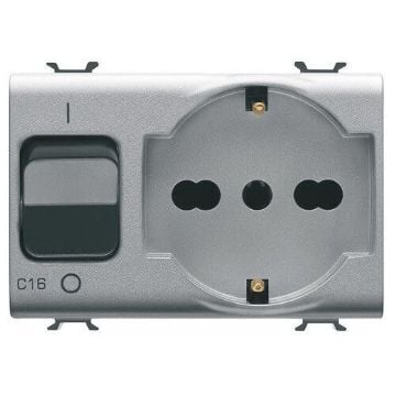 Priza Gewiss Chorus Monochrome 2 module 2P+E 16A 1P+N 16A Titan GW14312