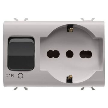 Priza Gewiss Chorus Monochrome 2 module 2P+E 16A 1P+N 16A Bej GW13312