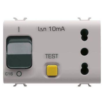 Priza Gewiss Chorus Monochrome 3 module 2P+E 16A P17 11 RCCB 1P+N Bej GW13321