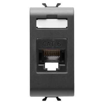Priza date Gewiss Chorus Monochrome RJ45 6 UTP 1 modul Negru GW12423