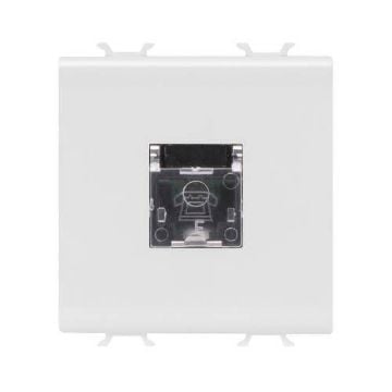 Priza telefon Gewiss Chorus Monochrome RJ11 2 module Alb GW10409