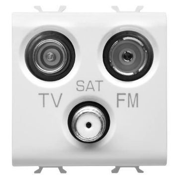 Priza Gewiss Chorus Monochrome TV/SAT/FM Direct 2 module Alb Satinat GW15382