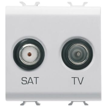 Priza Gewiss Chorus Monochrome TV/SAT Direct 2 module Alb Satinat GW15383