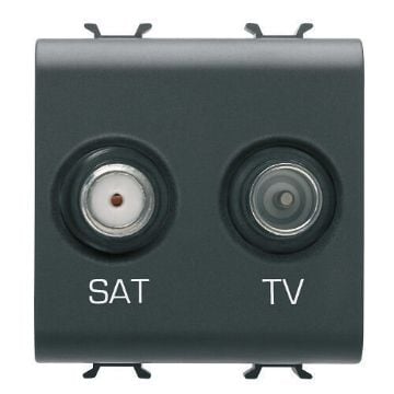 Priza Gewiss Chorus Monochrome TV/SAT Direct 2 module Negru GW12383