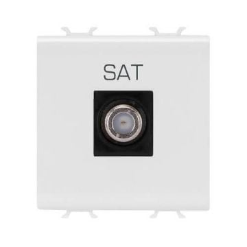 Priza Gewiss Chorus Monochrome mama SAT 9.5mm 2 module Alb Satinat GW15377