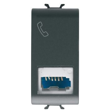 Priza telefon Gewiss Chorus Monochrome standard UK 1 modul Negru GW12406
