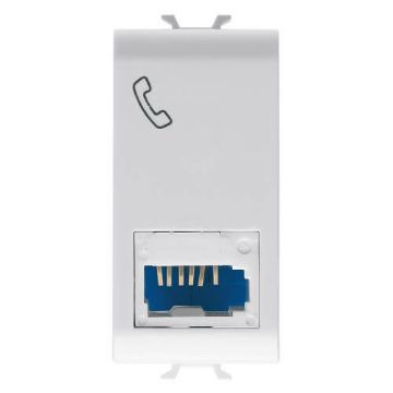 Priza telefon Gewiss Chorus Monochrome standard UK 1 modul Alb GW10406