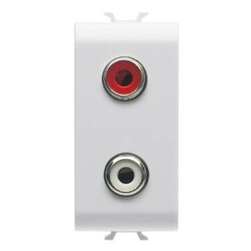 Priza Gewiss Chorus Monochrome Dubla RCA 1 modul Alb Satinat GW15453