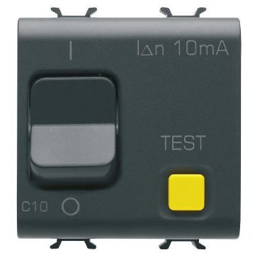 Disjunctor Gewiss Chorus Monochrome 2 module 1P+N 10A 3KA 10mA Negru GW12485