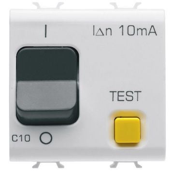 Disjunctor Gewiss Chorus Monochrome 2 module 1P+N 10A 3KA 10mA Alb Satinat GW15485