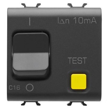 Disjunctor Gewiss Chorus Monochrome 2 module 1P+N 16A 3KA 10mA Negru GW12488