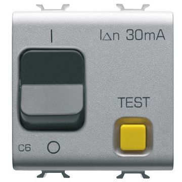 Disjunctor Gewiss Chorus Monochrome 2 module 1P+N 6A 3KA 30mA Titan GW14483