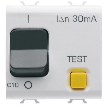 Disjunctor Gewiss Chorus Monochrome 2 module 1P+N 10A 3KA 30mA Alb GW10486