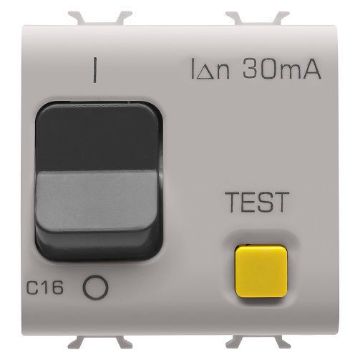 Disjunctor Gewiss Chorus Monochrome 2 module 1P+N 16A 3KA 30mA Bej GW13489