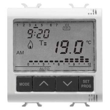 Termostat Gewiss Chorus Monochrome 2 module 230V Alb GW10703