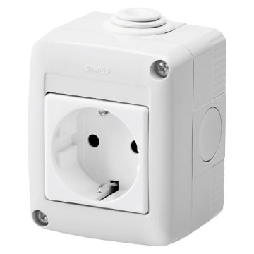 Priza aparenta Gewiss 2P+T 16A standard german IP40 GW27814