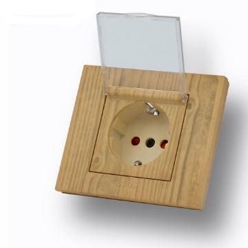 Priza Schuko Ovivo Protectie Copii Capac ST Grano Lemn Artar OV00319
