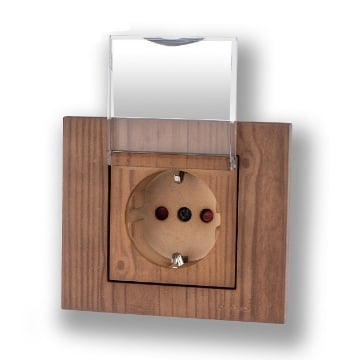 Priza Schuko Ovivo Protectie Copii Capac ST Grano Lemn Masiv OV00359