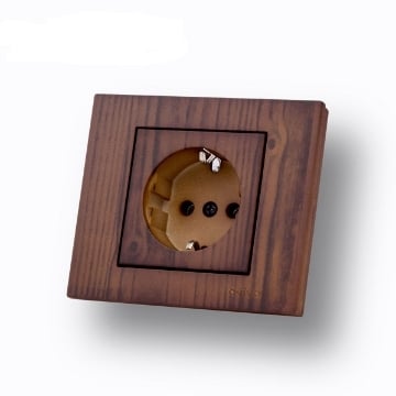 Priza Schuko Ovivo Protectie Copii ST Grano Lemn Nuc OV00398