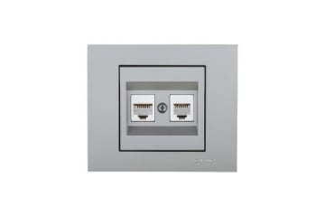 Priza de Date Dubla Ovivo CAT6 ST Grano Metalic argintiu OV00136