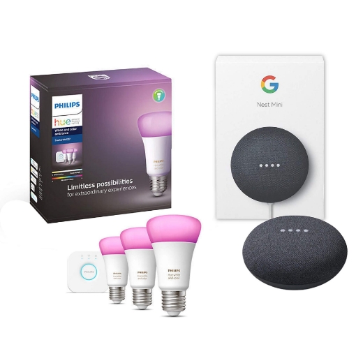 xx Pachet Philips Hue 9W E27 White and Color Ambiance + Google Nest